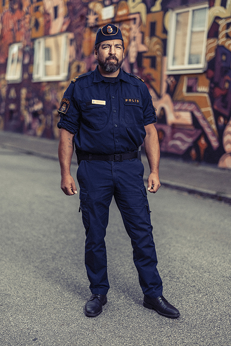 Ett porträtt på en manlig polis